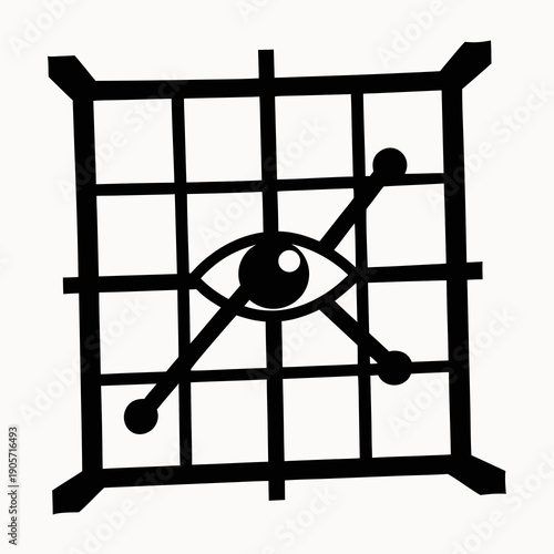 Modern surveillance symbol with grid and eye