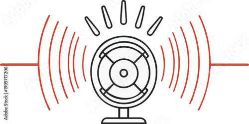  Minimal vector line art of a speaker emitting uneven sound wave signals, excessive noise warning concept, clean outline, flat UI icon style 2