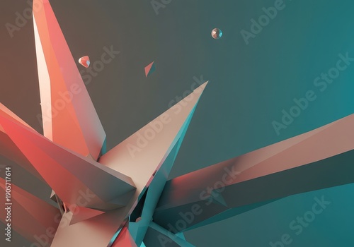 Complex abstract background featuring disorganized three-dimensional shapes, broken planes, and sharp angular elements ,dimension ,visual ,lines
