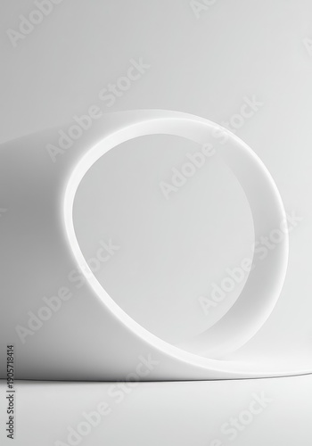 Conceptual void rendered in stark white geometry. Smooth, empty volume providing clean space for creative thought and digital background use ,fundamental ,purity ,contemporary