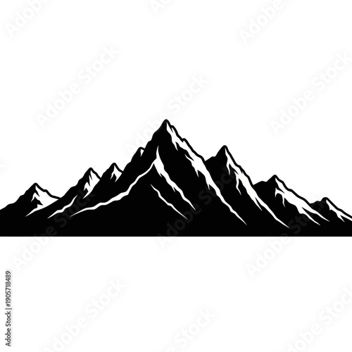 Silhouette Mountain Range Illustration from Front View
