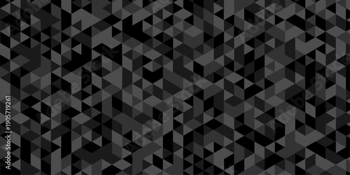Vector black and gray poly triangle texture pattern paper design. minimal paper low polygon cubic design. geometric wall metal cube triangle wallpaper background.