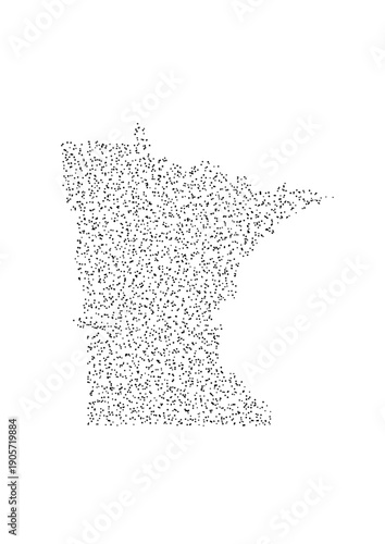 Minnesota Map Borderless Stipple Art Pointillism Vector Illustration USA Geography Organic Dotwork Minimalist Ink Style Graphic Design Texture Negative Space Concept Modern Wall Decor Print Poster Bla
