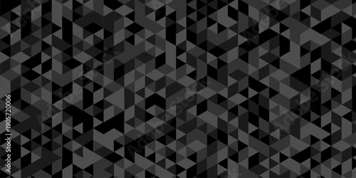 Vector black and gray poly triangle texture pattern paper design. minimal paper low polygon cubic design. geometric wall metal cube triangle wallpaper background.