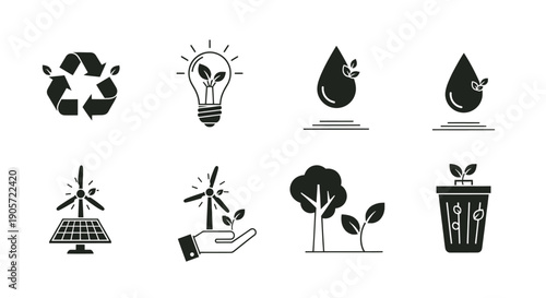Eco Friendly Technology and Nature Conservation Symbols
