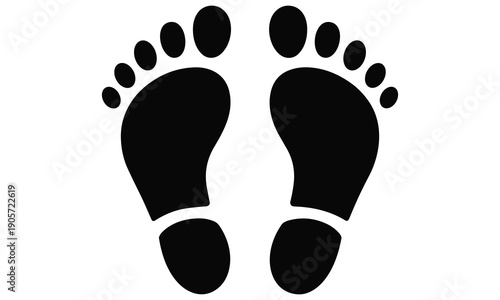 Simple black footprint icons on a white background symbolizing footprints or tracking movement or barefoot steps in a minimalist design concept ideal for various creative projects or applications.