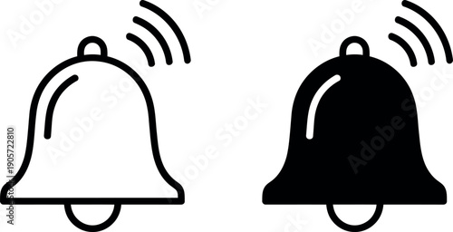 Black and white bell notification alert sound signal