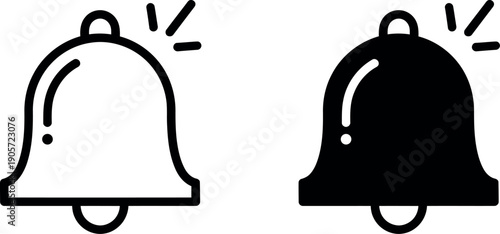 Black and white bell with sound waves notification