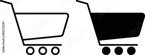 Black and white shopping cart side by side trolley