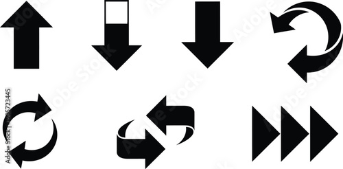 Collection of black arrows on white background