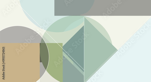 Abstract composition featuring muted pastel greens subtle tans and soft gray geometric shapes creating sophisticated modern wallpaper designs