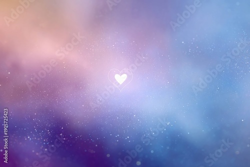 Heart shape glowing in soft blurred background with pastel colors and bokeh light effects for love, romance, emotion and abstract design concept.