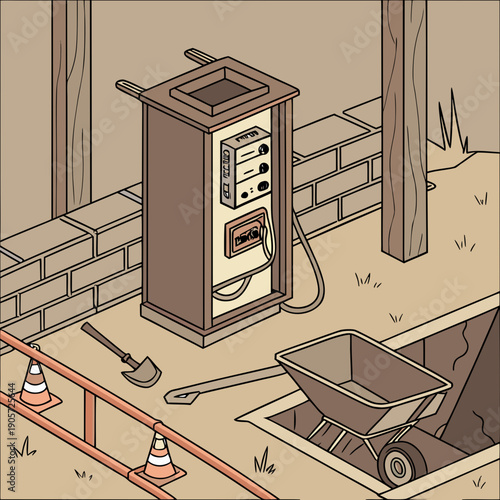 Construction Electrical Switch Box on Unfinished Site