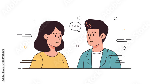 Conversation between two animated characters - female and male talking