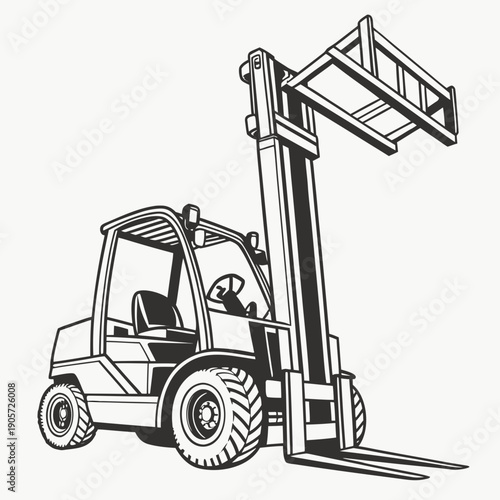 Realistic Forklift Construction Machine Isolated Vector