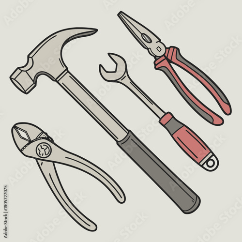 Heavy-Duty Hand Tools Flat Lay in Industrial Style for Workmanship