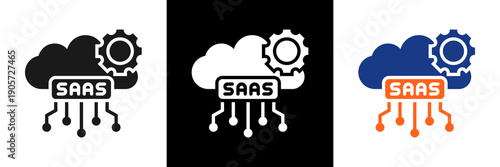 Saas Icon Set Glyph Vector Illustration