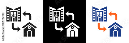 Hybrid Work Icon Set Glyph Vector Illustration