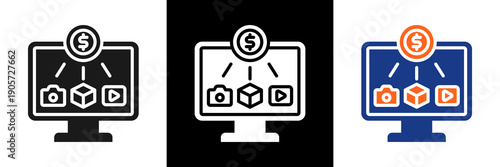 Digital Asset Icon Set Glyph Vector Illustration
