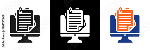 Digital Document Icon Set Glyph Vector Illustration