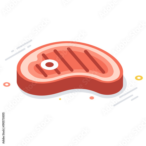 Illustration of raw steak with grilling marks on white background