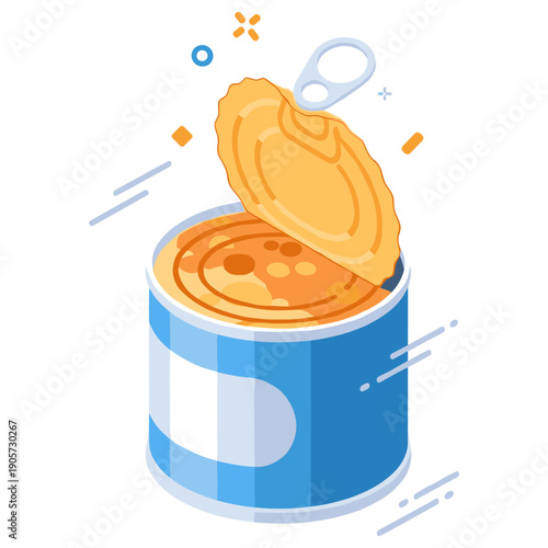 Open canned food with pull tab in minimalist design