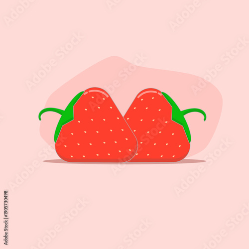 strawberry fruit illustration, nutritious food concept.