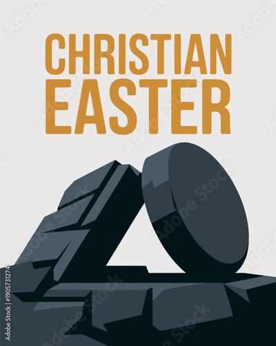 Christian Easter Resurrection Stone Tomb Design Religious Celebration