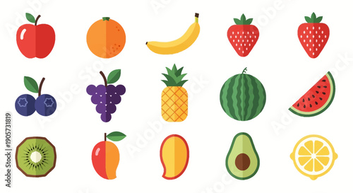 Assorted Fresh Fruit Collection Display.