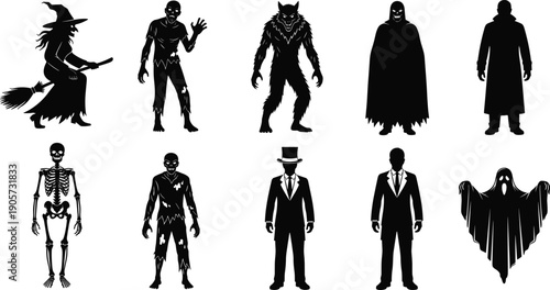 WebMega collection of black silhouettes featuring diverse young people and couples taking selfies and posing with mobile smartphones isolated on white background for creative design