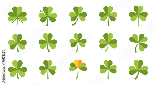 Collection of Four Leaf Clover Illustrations.