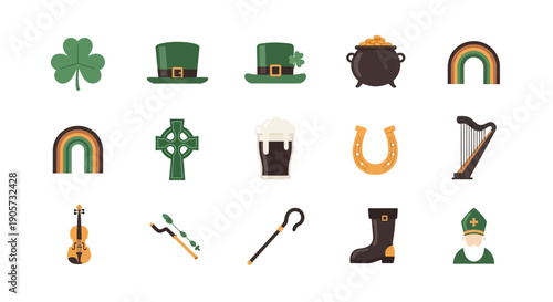 Collection of St Patricks Day Icons.