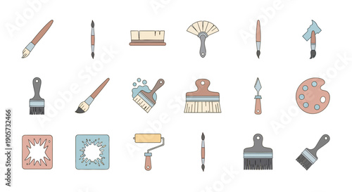 Collection of Various Artistic Painting Tools.