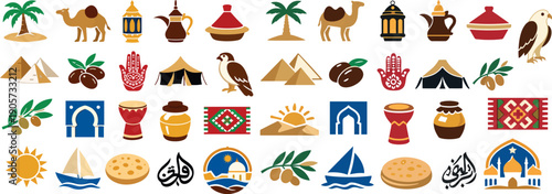 MENA Culture Icons Collection Desert Camel Architecture Heritage Symbols