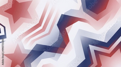Abstract Patriotic Background with Red White and Blue Stars and Stripes, Modern Geometric Graphic Design for Independence Day and American Celebrations