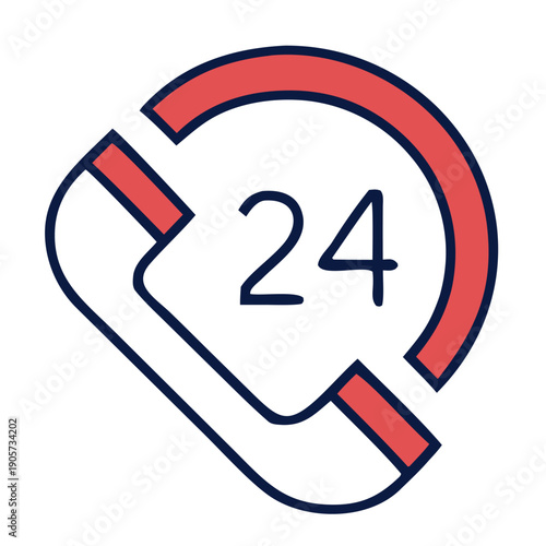 Modern 24 hour customer support hotline icon for business services