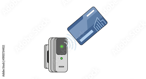 Contactless Card Reader and Smart Card Vector Illustration for Secure Access or Payment Systems