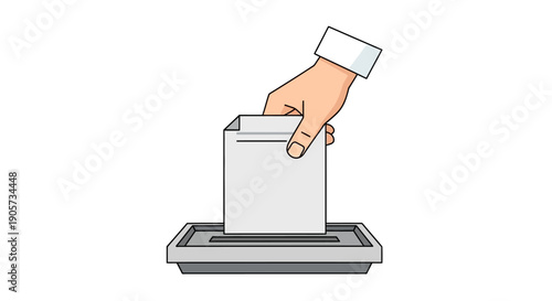 Illustration of a hand dropping a ballot into a ballot box