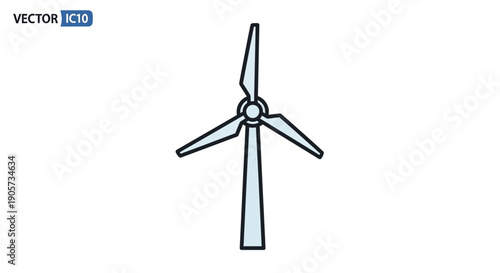 A simple line drawing of a wind turbine on a white background with a blue VECTOR icon label.