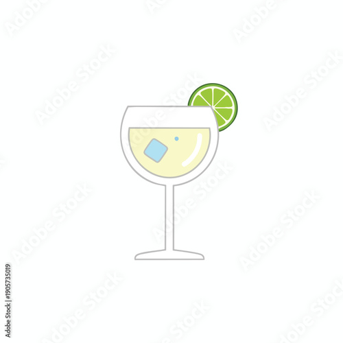 Refreshing Citrus Cocktail in a Elegant Glass with Lime Slice for Summer Drink