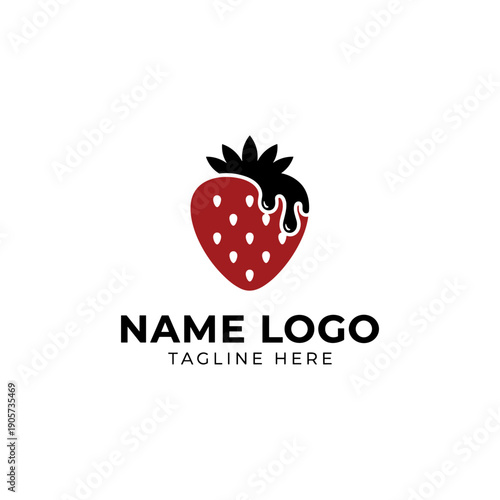 Sweet Strawberry Dipped in Chocolate Logo Icon