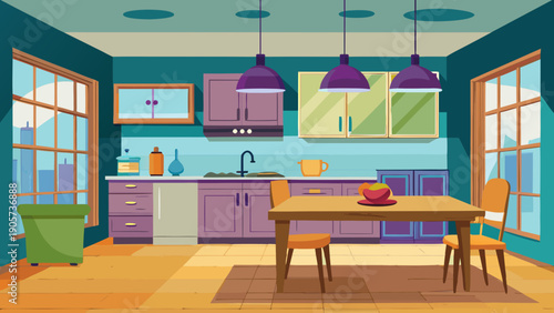 Colorful classroom with students engaged in learning activities isolated on white background, Vector