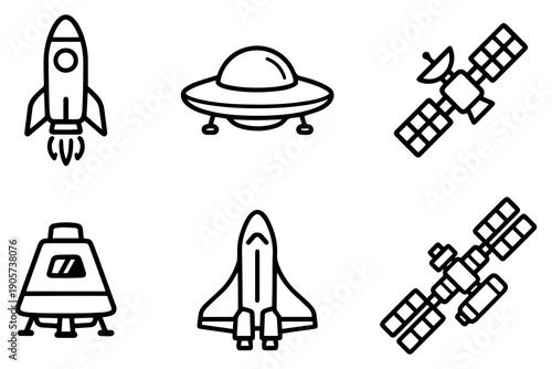 Simple Set of Space Related Vector Line Icons.
