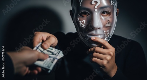 Anonymous cybercriminal receiving money for illegal activities