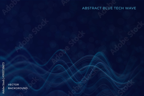 Modern abstract background with flowing digital waves and dotted surfaces forming a dynamic technological scene. Vector. Soft glow, depth effect and clean composition for business, science, artificial