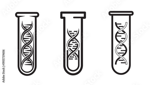 DNA Test Tubes Illustration Representing Genetic Analysis Biotechnology Research and Laboratory Diagnostics Vector Illustration