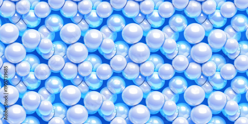 Wallpaper Mural Transcendent seamless pattern with lustrous blue glossy spheres, dimensional balls featuring luminous reflections ideal for sophisticated fabric and design. Torontodigital.ca