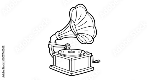 Classic phonograph illustration representing vintage audio technology and design