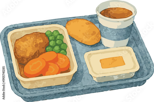 Vector watercolor illustration of an airplane food