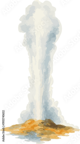 Vector watercolor illustration of a gayser